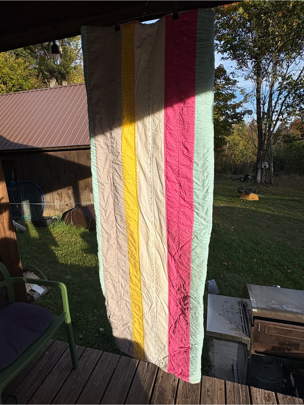 Pottery Barn Kids Pastel Stripe Quilt - Pink, Yellow, Mint